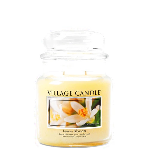 Village Candle Lemon Blossom, Medium Glass Apothecary Jar Scented Candle, 13.75 oz
