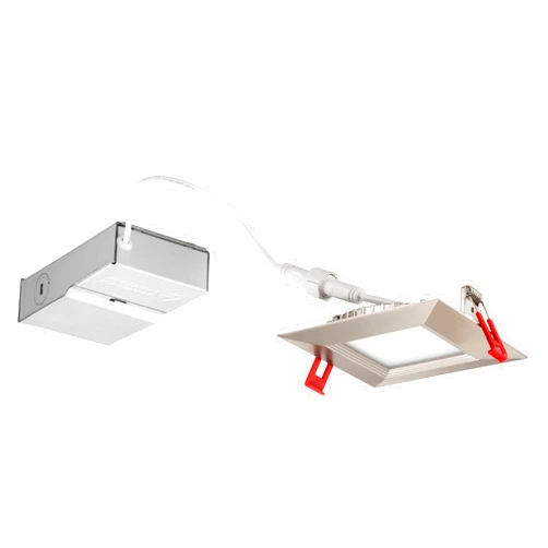Lithonia Lighting WF4 SQ B LED 30K BN M6 10.3W Ultra Thin Square Dimmable LED Recessed Ceiling Light with Baffle Trim, 3000K | Bright White, Brushed Nickel