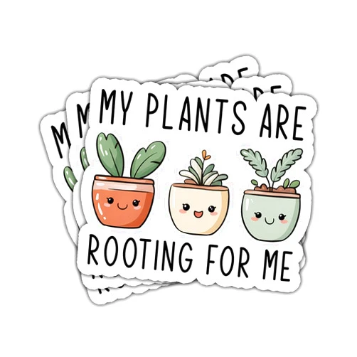 Piratify 3Pcs My Plants are Rooting for Me Sticker Funny Motivational Plant Lover Gift for Gardeners My Plants are Rooting for Me Stickers Garden Plant Decal for Laptop Water Bottle Toolbox Case Cars 3