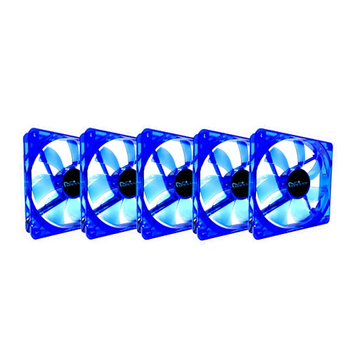 Apevia CF512S-BL 120mm 4pin Molex & 3pin Motherboard Blue Non-LED Silent Case Fan (5-pk)