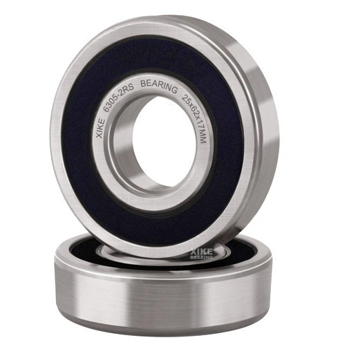 XiKe 2 Pcs 6305-2RS Double Rubber Seal Bearings 25x62x17mm, Pre-Lubricated and Stable Performance and Cost Effective, Deep Groove Ball Bearings.