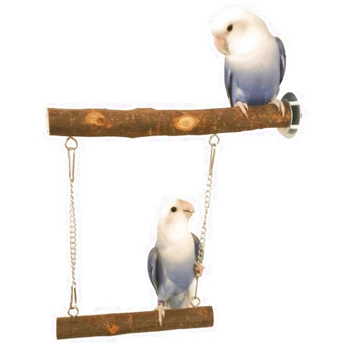 Xungieto Bird Swing, Natural Wooden Parrot Cage Toys Bird Perch Stand for Parakeets Cockatoos Conures Lovebirds Bird Cage Accessories