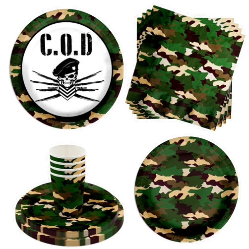 Birthday Galore COD Birthday Party - Call to Duty Birthday Party Supplies 64 Piece Tableware Set Includes Large 9