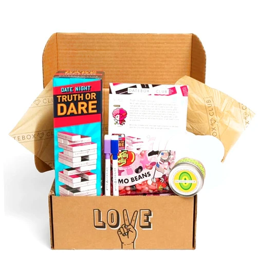 DateBox Club Complete Date Night Kit Includes The Perfect Date Night Game - This Topple Tower Stacking Game Plays Like The Traditional Tower Game and Adds Fun to Your Date Night Gottman Certified