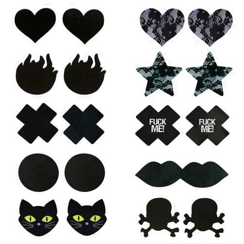 CLOHO 10 Pairs Black Adhensive Nipple Covers Disposable Breast Pasties Patels