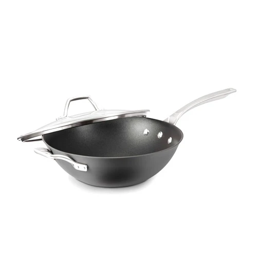 Calphalon Signature Hard-Anodized Nonstick 12-Inch Flat Bottom Wok with Cover