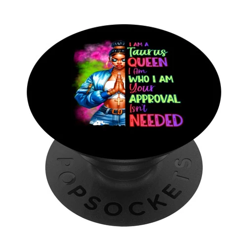 Dashin' Dogz Christian Black Womens Taurus Queen Birthday PopSockets Adhesive PopGrip