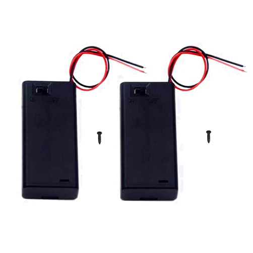 LampVPath (Pack of 2 2 AA Battery Holder with Switch, 2X 1.5V AA Battery Holder Case with Wire Leads and ON/Off Switch