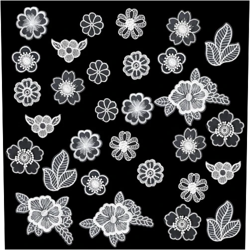 Mozeat Lens Lace Applique Patches, 30 Pieces Embroidery Flower Patches 3D Fabric Floral Sew On Patches for Clothes Repairing Decorating Wedding Dress DIY Sewing Craft (White)