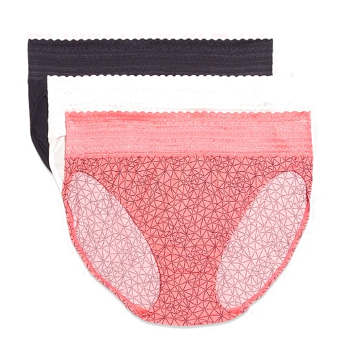 Warner's Women's Blissful Benefits Dig-Free Comfort Waistband with Lace Microfiber Hi-Cut 3-Pack 5109w