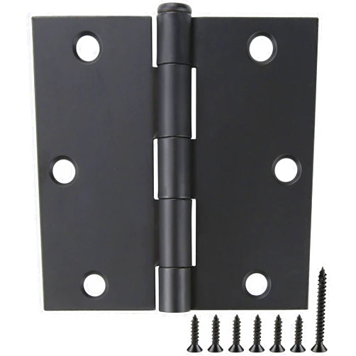 JIW 30 Pack Matte Black 3.5 Inch Square Radius Door Hinges