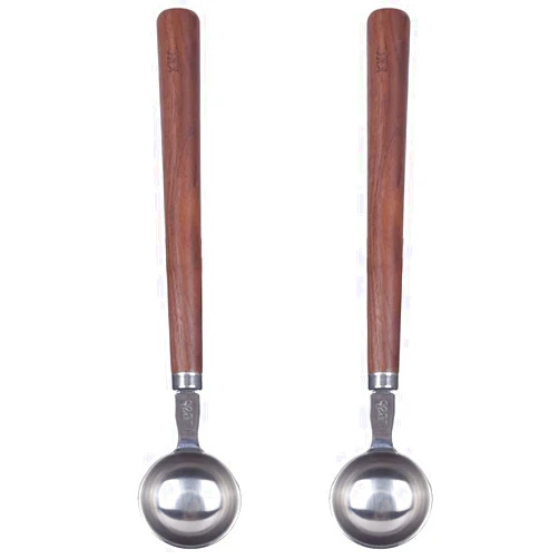 KKC HOME ACCENTS Wooden Long Handle Coffee Bean Scoops 1 tbsp for Ground Coffee,Tablespoon Scoops,Loose Leaf Tea,Wooden Handle Measuring Spoons, 2 Pcs