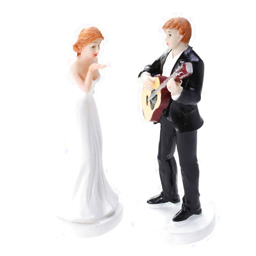 Toyvian Romantic Guitar Bride and Groom Cake Topper Elegant Cake Topper Figurine Wedding Decoration Figurine Resin