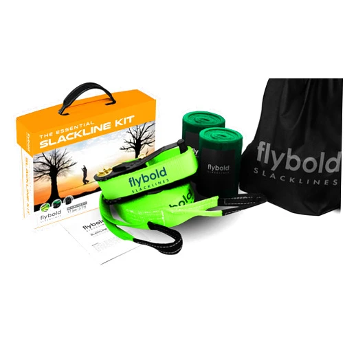 Flybold Slackline Kit - 57ft Slackline with Tree Protectors and Carry Bag - Backyard Tightrope and Ninja Obstacle Course for Kids and Adults - Easy Setup for Balance Training and Core Strength