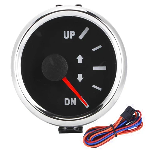 Acouto Boat Trim Gauge Kit 52mm/2in UP-DN Marine Boat Trim Gauge 0-190ohm Trim Tilt Indicator Red Backlight Angle Gauge for Boat Motor Trim(Black Dial Silver Frame)