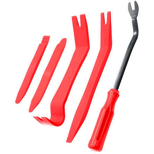 EldHus 5 Pcs Car Trim Removal Tool Kit Upholstery Tools, Auto Clip Removal Pry Tool for Door Dash Dashboard Panel Fastener Remover, Push Pin Puller Body Repair Tools, Red