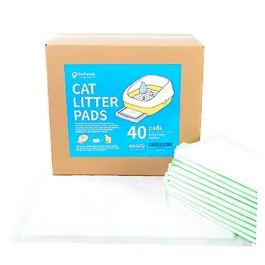 Petfamily Cat Litter Box Pads-Generic Refill for Tidy Cats Breeze Litter System,Litter Box Pads 16.9” x 11.4”-40 Count