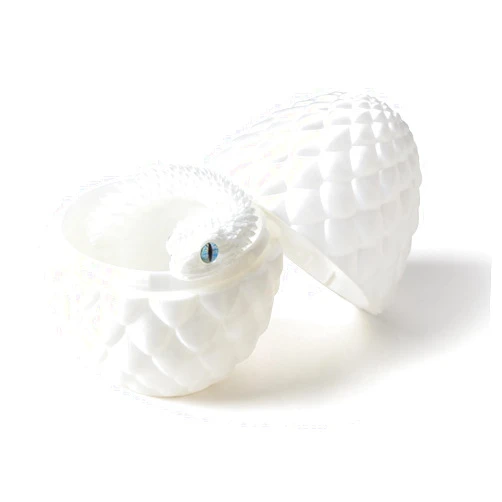 WUALAIER 3D Printed Snake Toy with Egg – Realistic Flexible Joints, Lifelike Slithering Design – 12 Inch White Snake – Unique Fidget & Stress Relief Toy for Adults