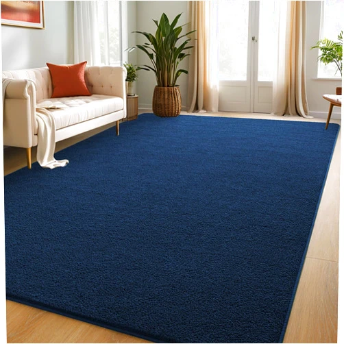 DweIke Large Area Rugs for Bedroom Living Room, 6x9 ft Navy Blue Thickened Memory-Foam Indoor Carpets, Minimalist Style Carpet Suitable for Boys Girls and Adults with Super Soft Touch, Washable Rug