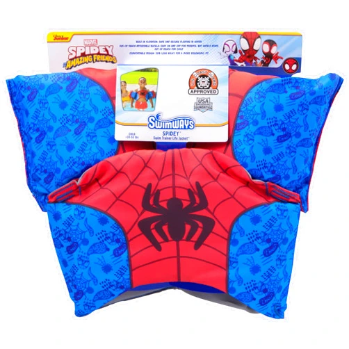 SwimWays Marvel Spidey Swim Trainer, US Coast Guard Approved Life Vest Kids Swim Vest, Arm Floaties & Life Jackets for Kids 33-55 lbs, Spidey