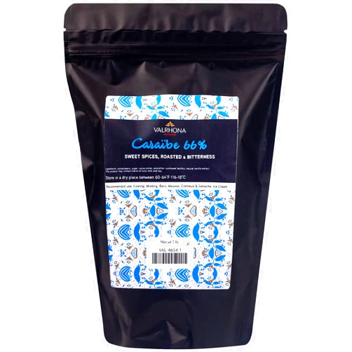 Valrhona Caraïbe 66-Percent-Cocoa Grand Cru Blend Dark Chocolate Feves, 1 Pound