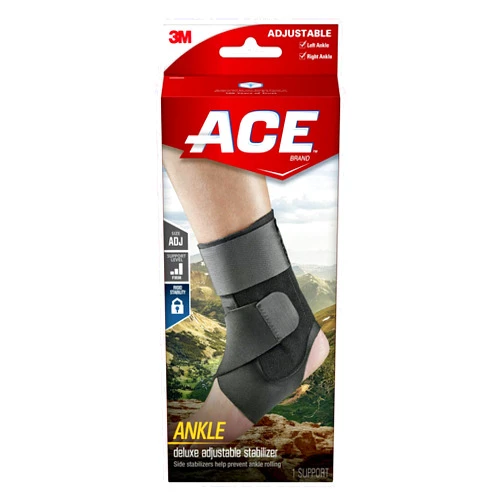 ACE Brand Deluxe Adjustable Ankle Stabilizer, Firm Stabilizing Support for Weak, Sore or Injured Joints, Adjustable Ankle Brace, Breathable, One Size Fits Most