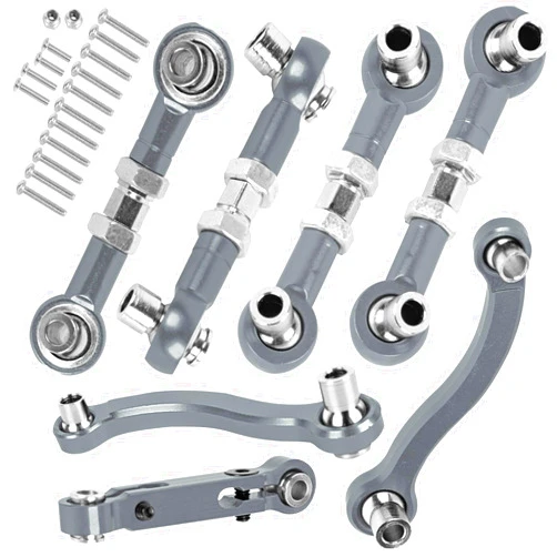 BRCatWPark Aluminum Turnbuckles Camber Links Toe Links w/Rod Ends Steering Linkage Set Upgrades Part for 1/18 LaTrax Teton,RC Adjustable Turnbuckles Hop-Up,Titanium