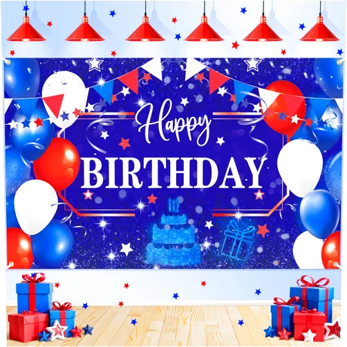 Woosytoo Red White and Blue Birthday Decorations Banner Royal Blue Red White Patriotic Party Supplies for 4th of July Independence Day Hero Captain Baseball Birthday Baby Shower Party Decorations