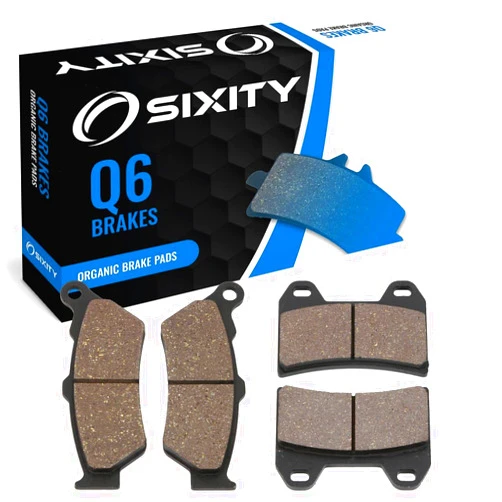 Sixity Q6 Front Rear Organic Brake Pads compatible with Victory Arlen Ness Jackpot Signature Series 2006-2007 Complete Set