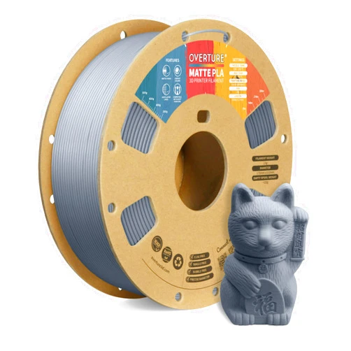 OVERTURE PLA Matte 3D Printer Filament 1.75mm, Matte PLA 1kg Cardboard Spool (2.2lbs), Dimensional Accuracy +/- 0.02 mm (Matte Light Gray)