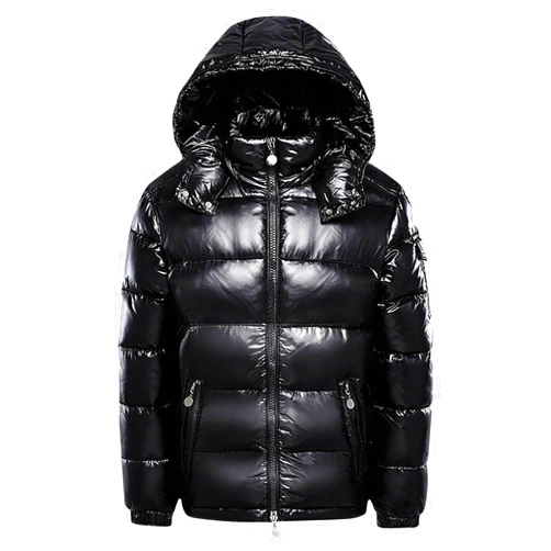 Generic Men's Shiny Winter Puffer Jacket Water-Resistant Metallic Puffy Down Coat Thermal Hooded Insulated Thicken Outwear
