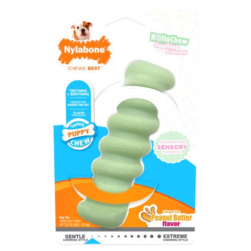Nylabone Sensory Material Puppy Chew Toy Stick - Puppy Teething Toy for Boredom & Stimulation - Puppy Supplies - Peanut Butter Flavor, Small/Regular (1 Count)