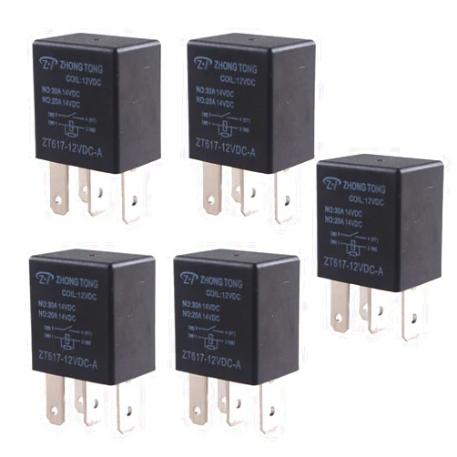 ESUPPORT Car Heavy Duty Relay Switch 12V 30A SPST 4Pin Waterproof Electrical Automotive Pack of 5