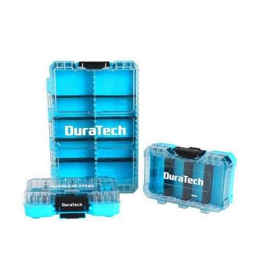 DuraTech 3 Pieces Small Parts Organizer, 14 Compartments, Removable Dividers, Portable Hardware Tool Box Organizer with Transparent Plastic Lid, Durable Cases Storage for Small Tools and Accessories