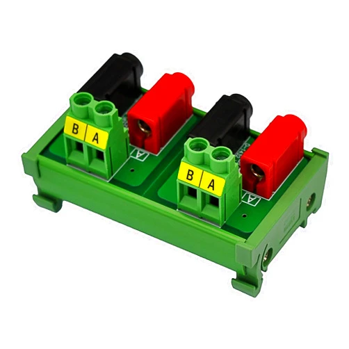 OONO Banana Jack Breakout Board Module (2x2 Positions, DIN Rail Mount)