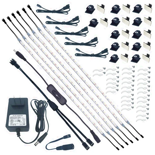 Litever Under Cabinet Lighting Kit, 6 PCS 20 Inches Flexible LED Strips, 24W, 1800 Lumen, Warm White 2700K. Suitable for Kitchen Counters Book Shelf Closet Showcase Workshop-(6-Strip-2700K)