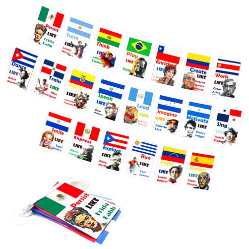 1step2dream 1step2drean Hispanic Heritage Month String Flags | 21 Artistic Portraits of Iconic Figures on National Flags | Motivational Decorations for School,Party
