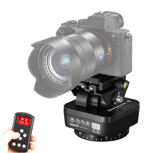 Soonpho M4 Motorized Rotating Panoramic Tripod Head, Remote Control Pan Tilt Head with Remote Control and Mobile Phone Clip for DSLR Cameras, Camcorders, Smartphones, Tripod