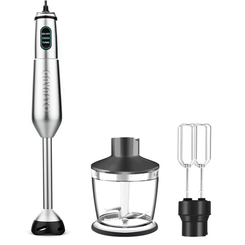 GAVASTO Immersion Blender 1000 Watts Scratch Resistant Hand Blender,20 Speed and Turbo Mode Hand Mixer, 3-in-1 Heavy Duty Copper Motor Stainless Steel Smart Stick with Egg Beaters and Chopper