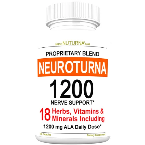 Nuturna Neuropathy Support Supplement with 1200 mg Pure Alpha Lipoic Acid - Maximum Strength Nerve Formula to Fortify Nerves in Fingers, Hands, Toes, & Feet - Best Natural Nerve Relief Support - 180 Capsules
