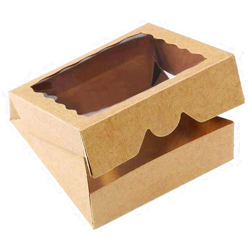 ONE MORE [15pcs] 9inch Kraft Bakery Boxes, Large Pie Boxes with PVC Window Natural Disposable box for Cookie 9x9x2.5inch,15 of Pack