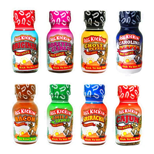 ASS KICKIN' Premium Hot Sauce Travel Size Mini Bottles - 8 Pack Gift Set With .75 oz Bottles - Perfect Christmas Gifts for Hot Sauce Fans