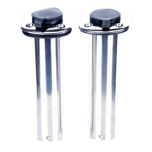 Amarine Made 2Pcs 90 Degree Fishing Rod Holders Stainless Steel with Rubber Cap, Liner, Gasket