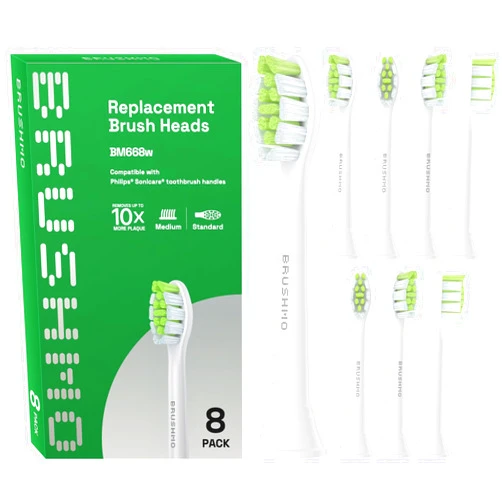 Brushmo Whitening Replacement Toothbrush Heads Compatible with Philips Sonicare DiamondClean HX6062/65, White, 8 Pack