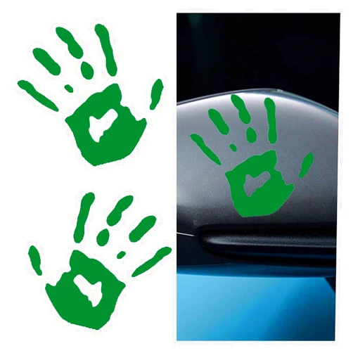 GLSOWEE 2PCS Car Wave Stickers, Wave Sign Decal Auto Waving Hand Stickers for Rearview Mirror Left Right, The Lazy Waver Car Decoration Compatible with Most Cars, SUVs (Green)