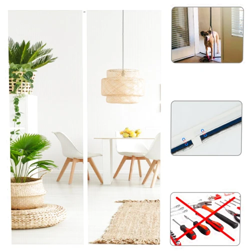 CHIYUNS Magnetic Screen Door Mesh 36 x 83.6 inch, Fit Door Size 34 x 82 inch, White Fiberglass Door Screen Magnetic Closure, Heavy Duty, Self Sealing, Keep Bugs Out, Pet and Kid Friendly
