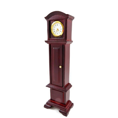 Melody Jane Dolls Houses Working Grandfather Clock Mahogany Miniature Hall Furniture