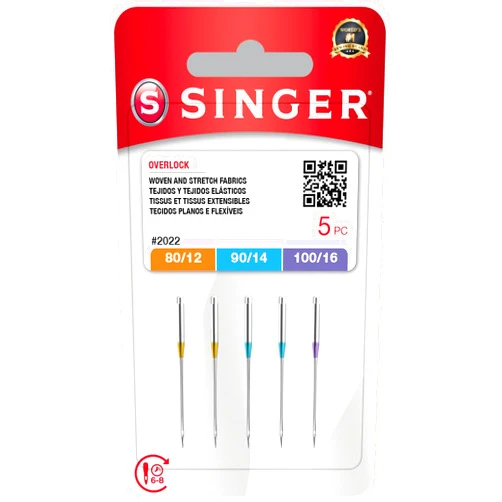SINGER Overlock Serger Needles for Woven and Stretch Fabrics, Assorted, 5pcs