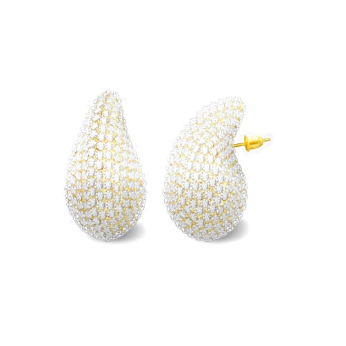 HSQYJ Gold Crystal Chunky Hoop Earrings for Women Sparkly Colours Rhinestone Waterdrop Teardrop Earrings Fashion Jewelry for Women