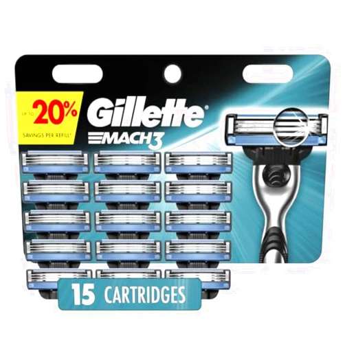 Gillette Mach3 Razor Refills for Men, 15 Razor Blade Refills